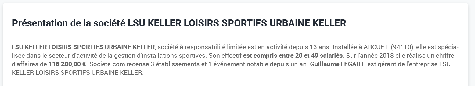Infos entreprise