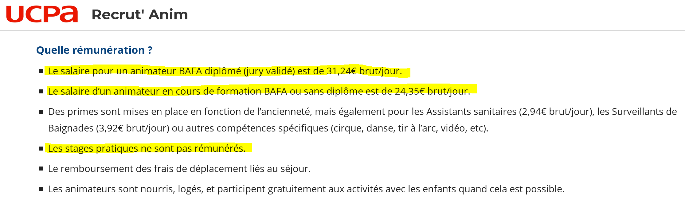 Info UCPA